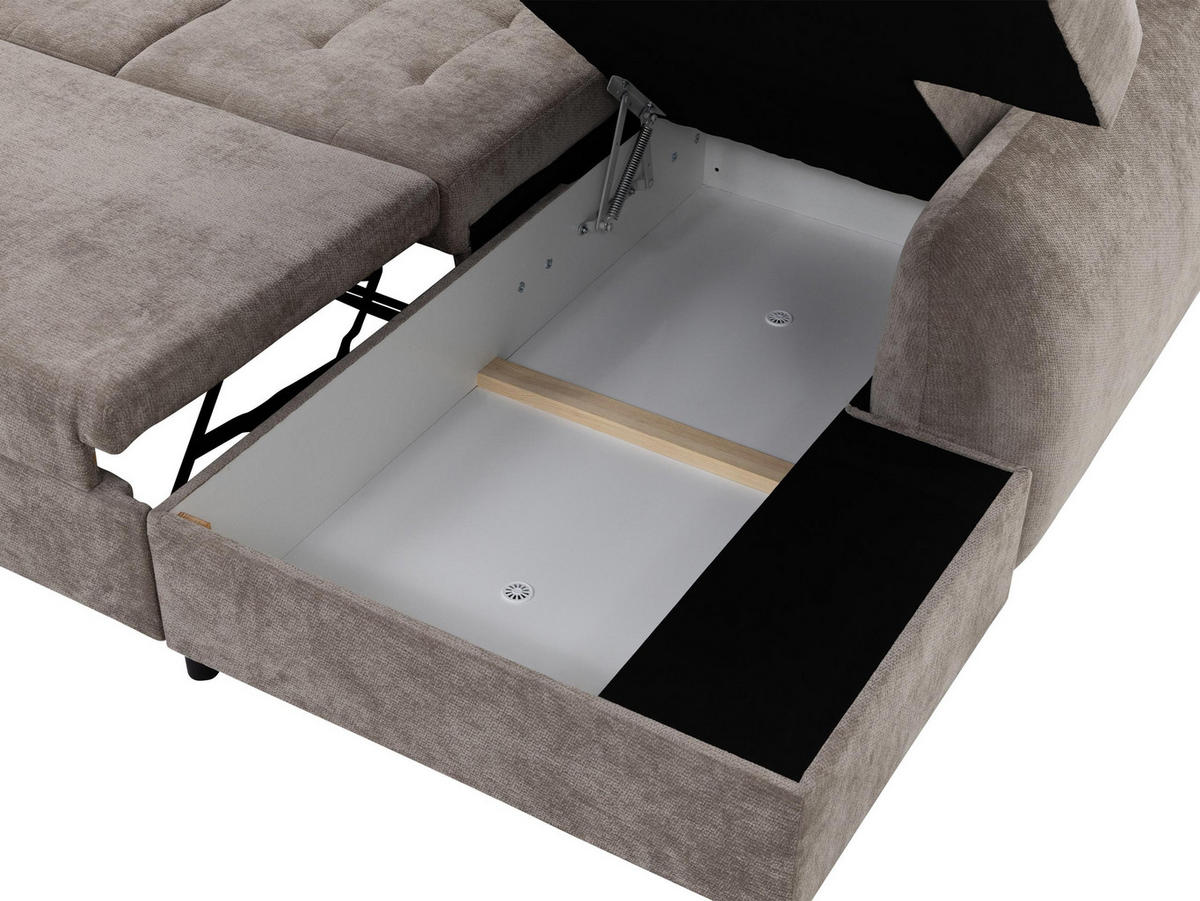 ECKSCHLAFSOFA Soreno, Seite: Links - Dunkelbraun/Schwarz, Holz/Kunststoff (255/176cm) - MIRJAN24