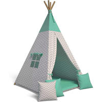 TIPI-ZELT 105 x 105 x 140 cm Zickzack grün mit weichen Kissen | Spielzelt für Kinderzimmer Indoor - Grün, Textil (105/105cm) - Best for Kids