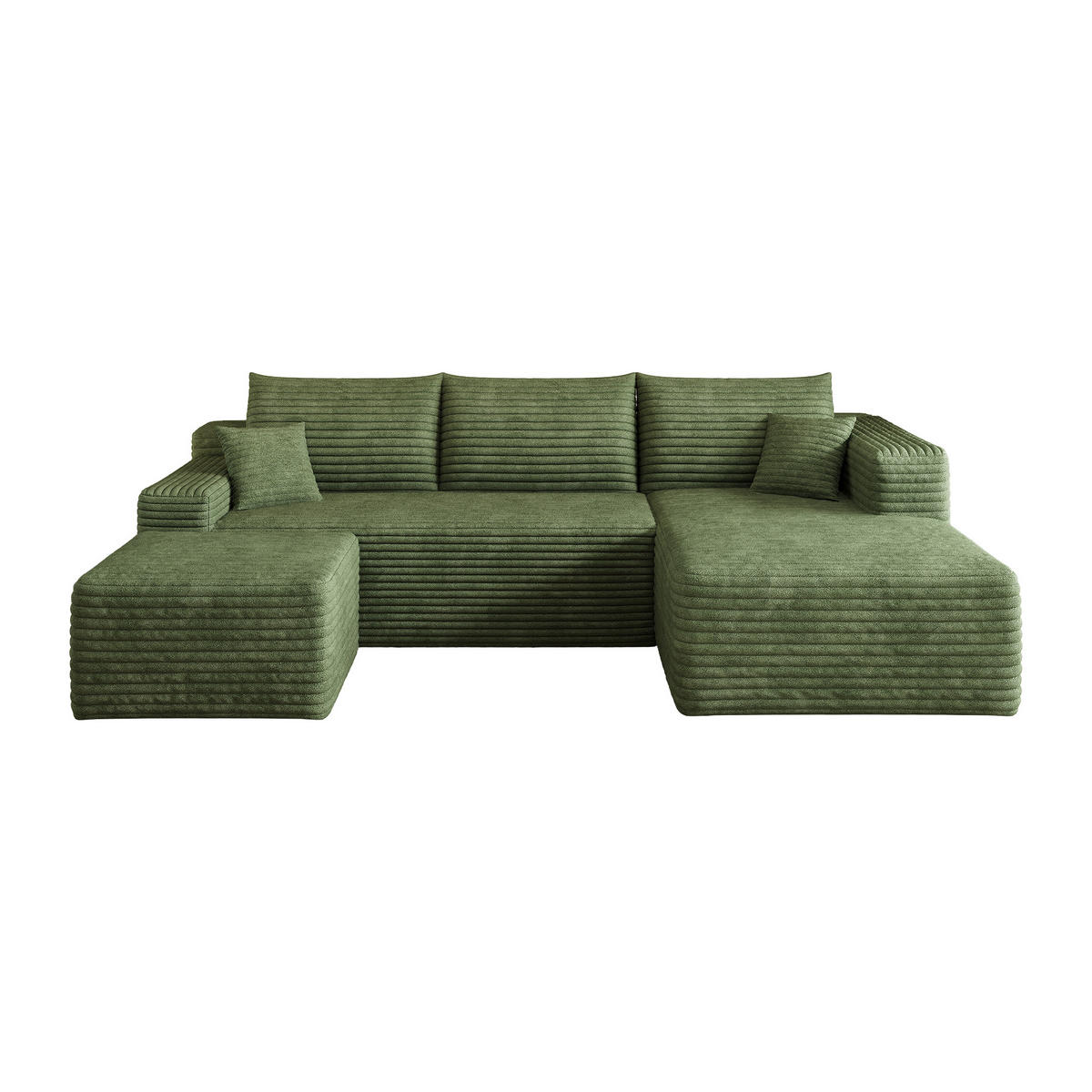 WOHNLANDSCHAFT Cord Grün Ohne Montage - Grün, Textil (241/58/151cm) - WISHDOR
