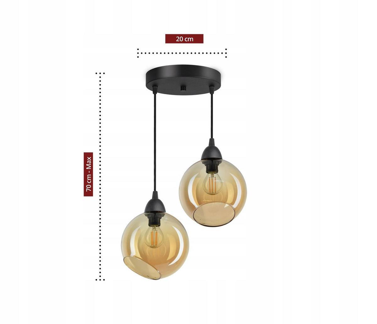PENDELLEUCHTE Kogel - Transparent/Schwarz, Glas/Metall (30/30/80cm) - kiki design