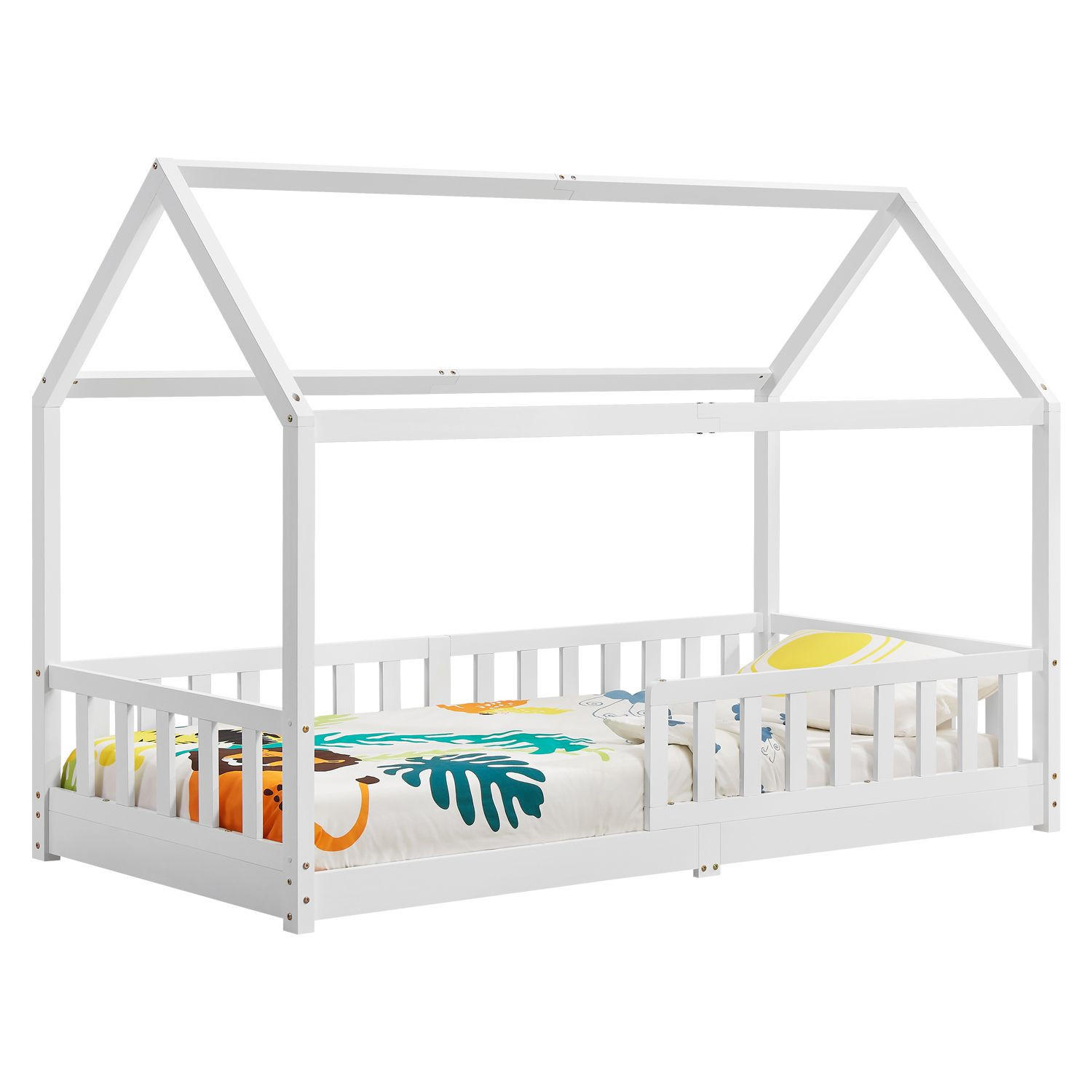 KINDERBETT Marli mit Matratze weiß 90x200 cm - Weiß, Holz (90/200cm) - Juskys