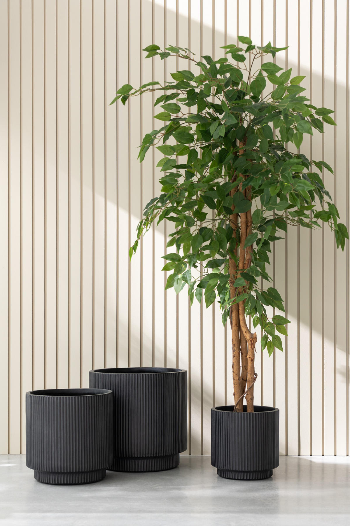 BLUMENTOPFE MISTY - Töpferei - Schwarz - 3er set - Ø 37 cm - Schwarz, Keramik (37/37cm) - J-Line