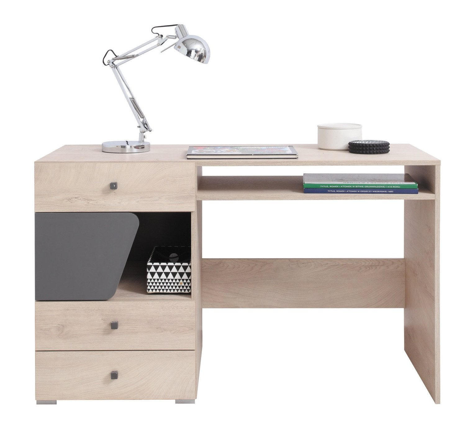 KINDERSCHREIBTISCH DARLA D09 125/55/76 Eiche/Anthrazit - Anthrazit/Sonoma Eiche, Holzwerkstoff (125/76/55cm) - Deine Möbel 24