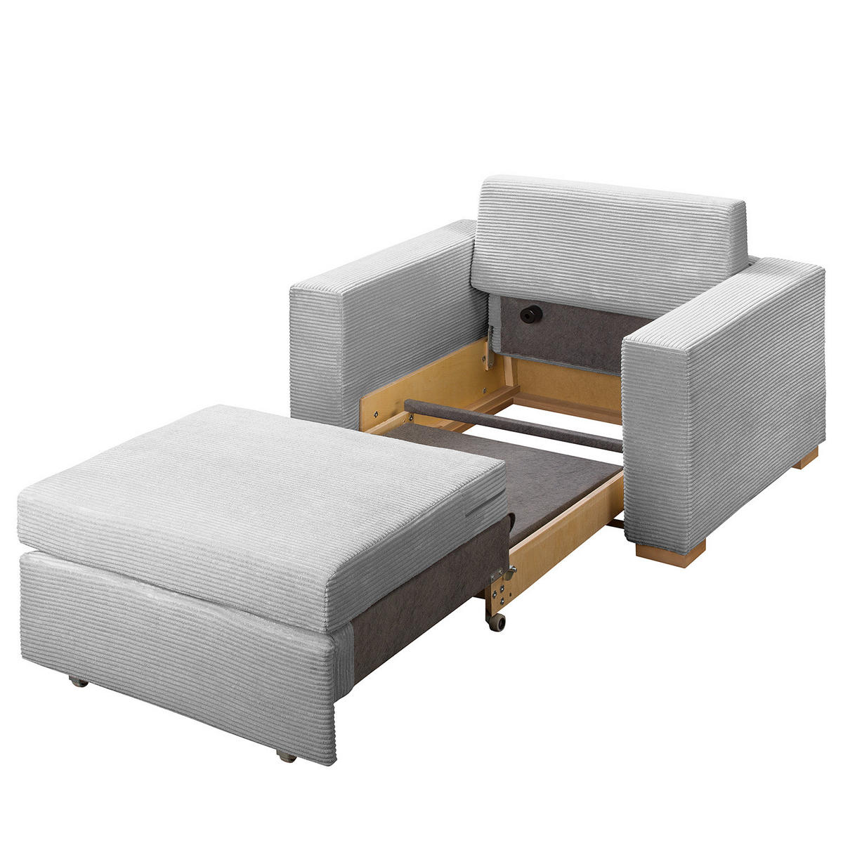 SCHLAFSESSEL - Buchefarben/Hellgrau, Buchenholz/Textil (110/90/90cm) - home24