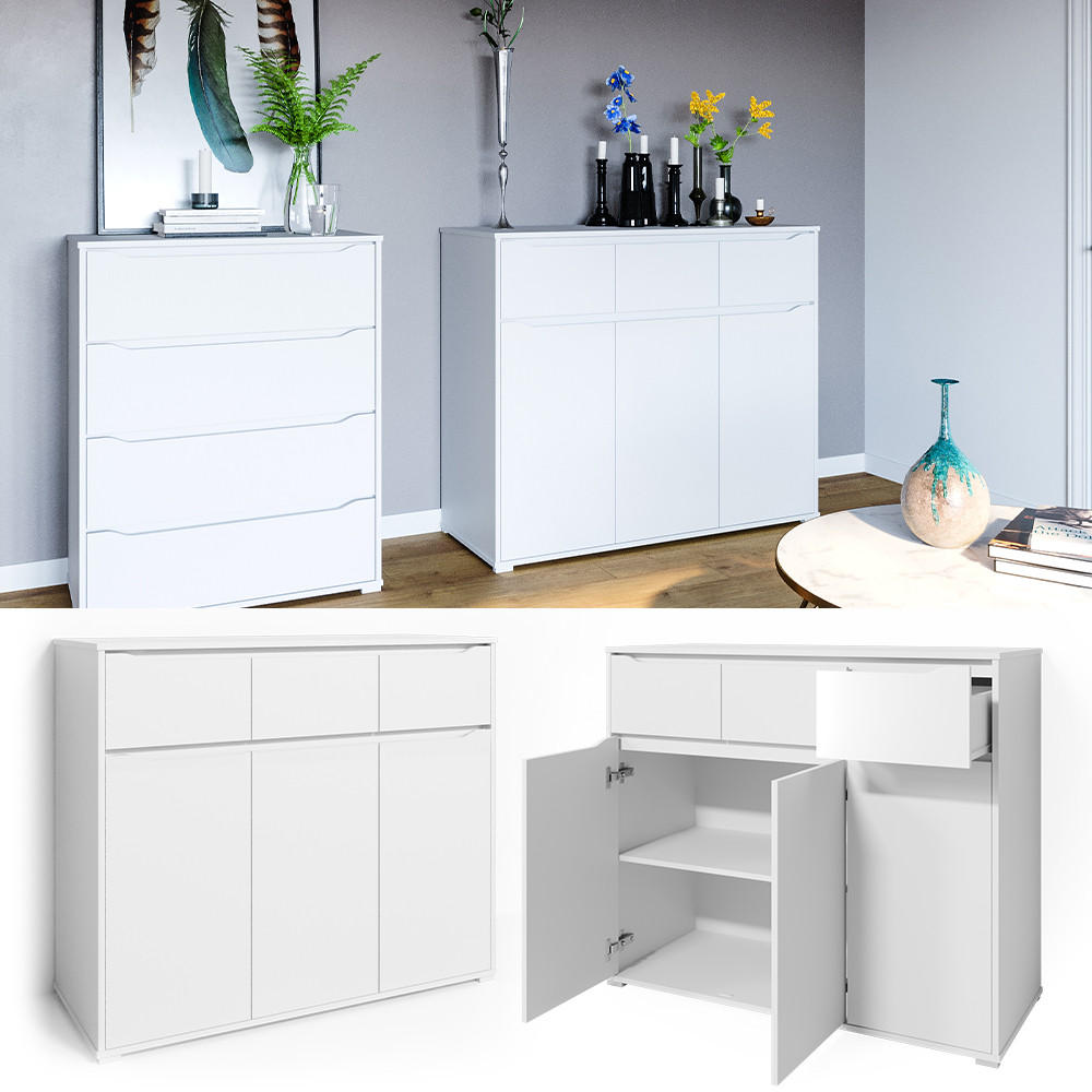 KOMMODE Ruben Weiß 120 x 101.6 cm mit Schubladen - Weiß, Holzwerkstoff (48/101.6/120cm) - Vicco