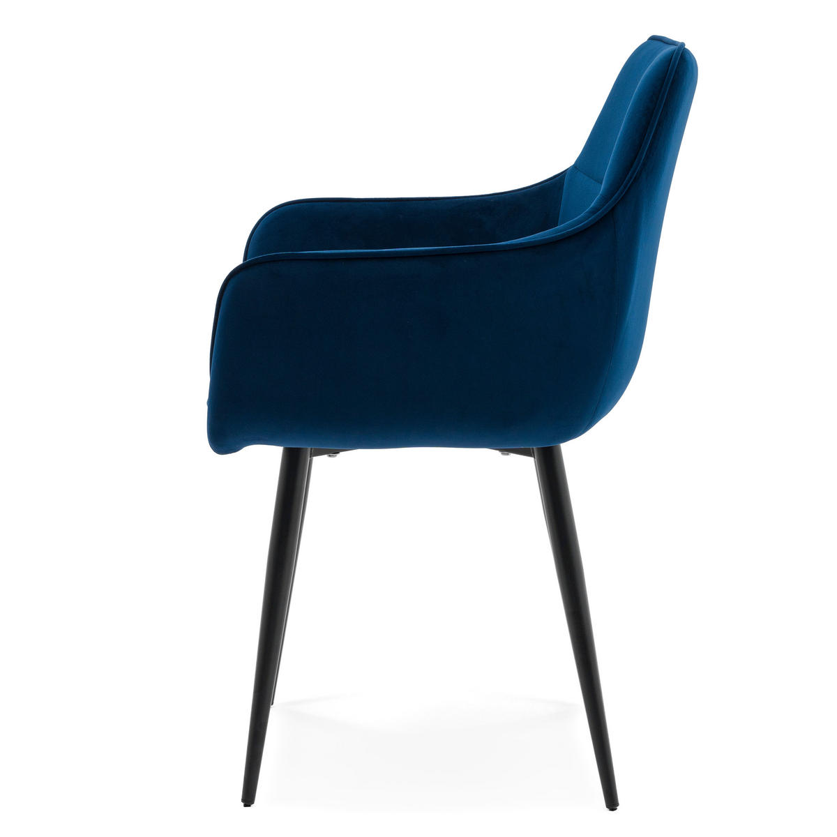 STUHL QUATTRO gepolstert mit Steppung - dunkelblau - Samt Velours - Schwarz/Dunkelblau, Textil/Metall (58/88/58cm) - NEW HOME