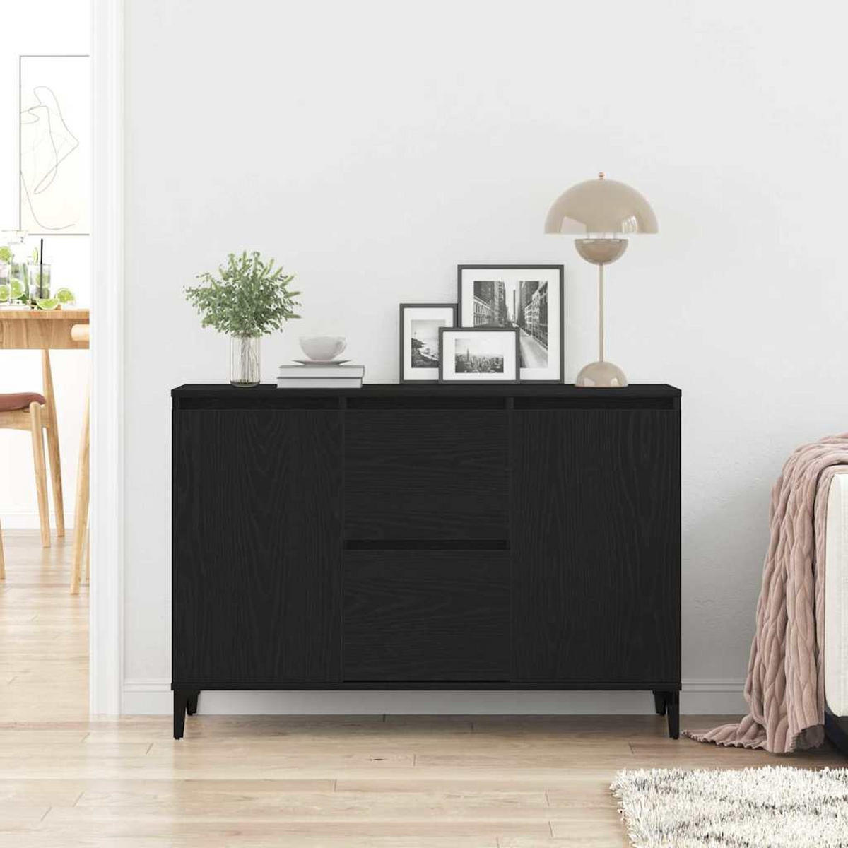 SIDEBOARD Schwarz Eichen-Optik 104/35/70 Cm Holzwerkstoff - Schwarz, Holzwerkstoff (35/70/104cm) - vidaXL