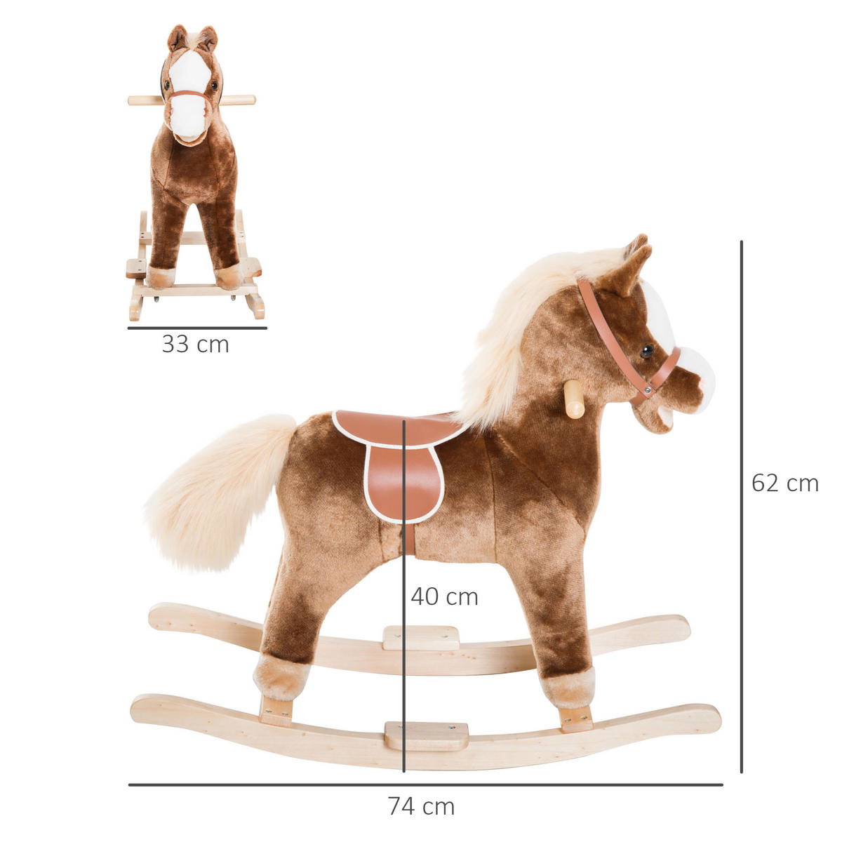 SCHAUKELPFERD DE-18227 im Cowboy-Stil, ab 36 Monaten Braun-Weiß - Braun, Holzwerkstoff (33/62/74cm) - ComfortXL