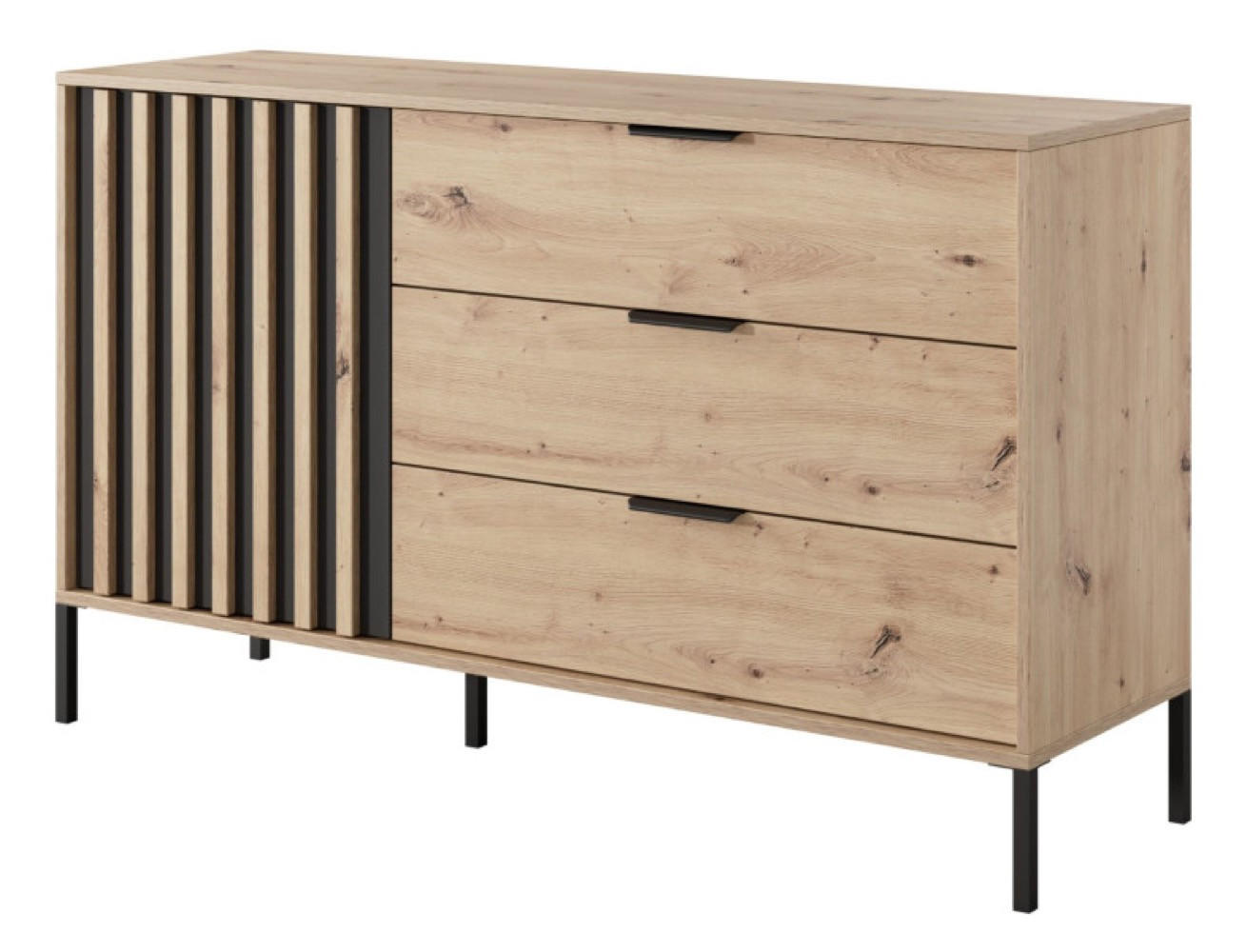 KOMMODE Schwarz ALLI Mit Lamellen Auf Hohen Beinen - Braun, Holzwerkstoff (137.3/81.4/39.5cm) - Sepro Meble