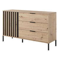 KOMMODE Schwarz ALLI Mit Lamellen Auf Hohen Beinen - Braun, Holzwerkstoff (137.3/81.4/39.5cm) - Sepro Meble