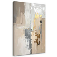 WANDBILD, Beige moderne Abstrakt - Grau, Textil (80/120cm) - Feeby