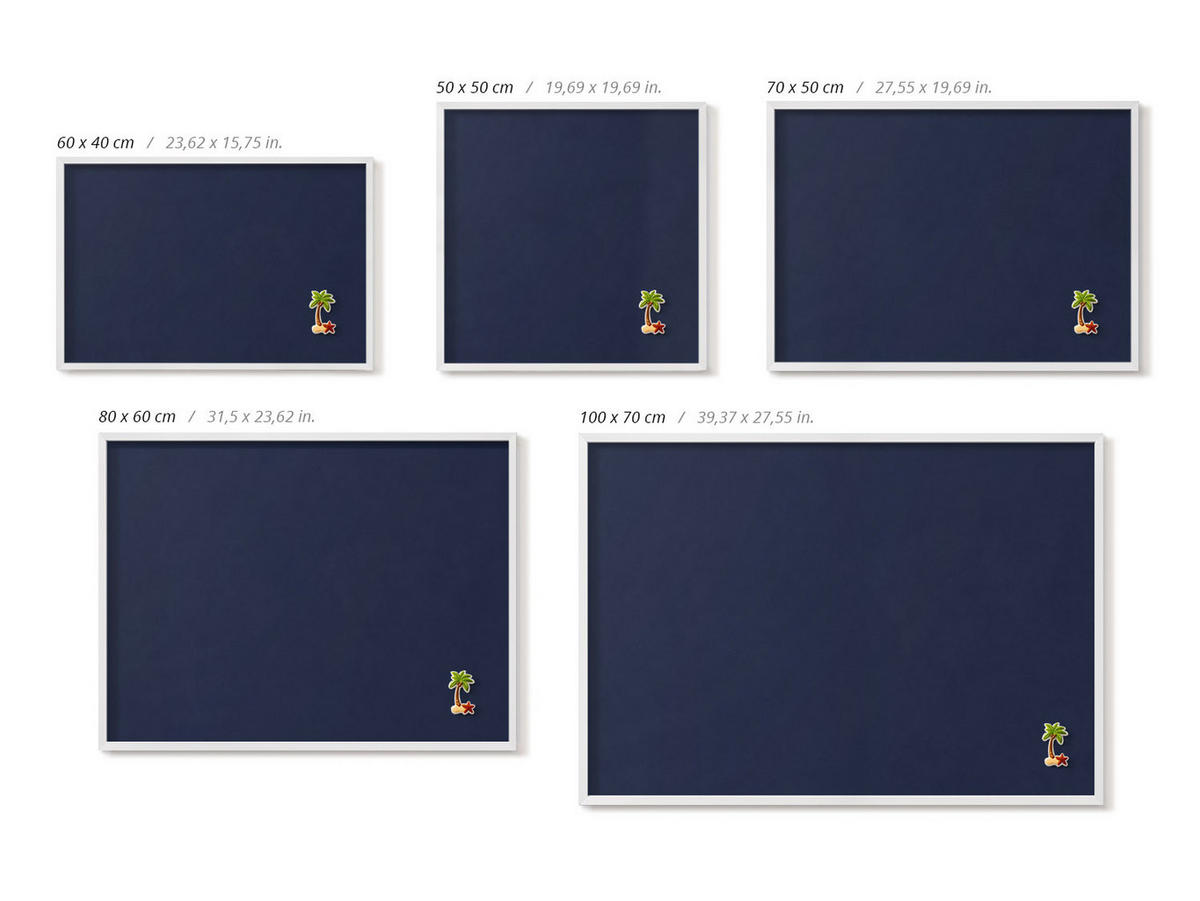 MAGNETTAFEL 60x40 cm Weißer Rahmen Dunkelblau - Blau, Metall (60/50/0.4cm) - TULUP