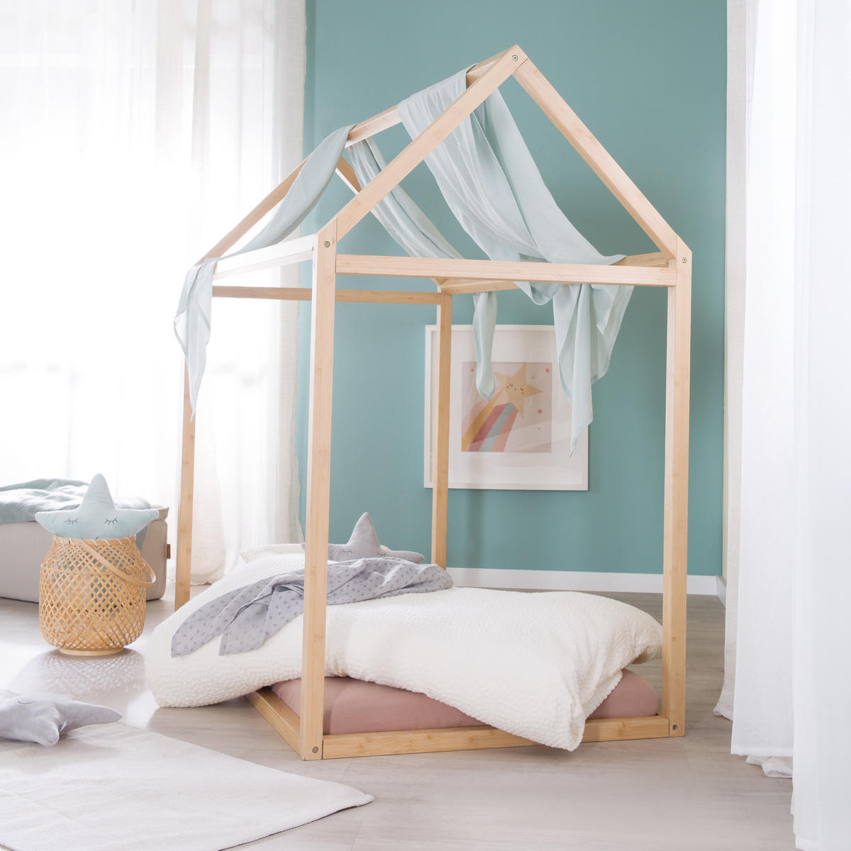 HAUSBETT 70 x 140 cm Montessori Bambus - Naturfarben, Holzwerkstoff (70/140cm) - Roba