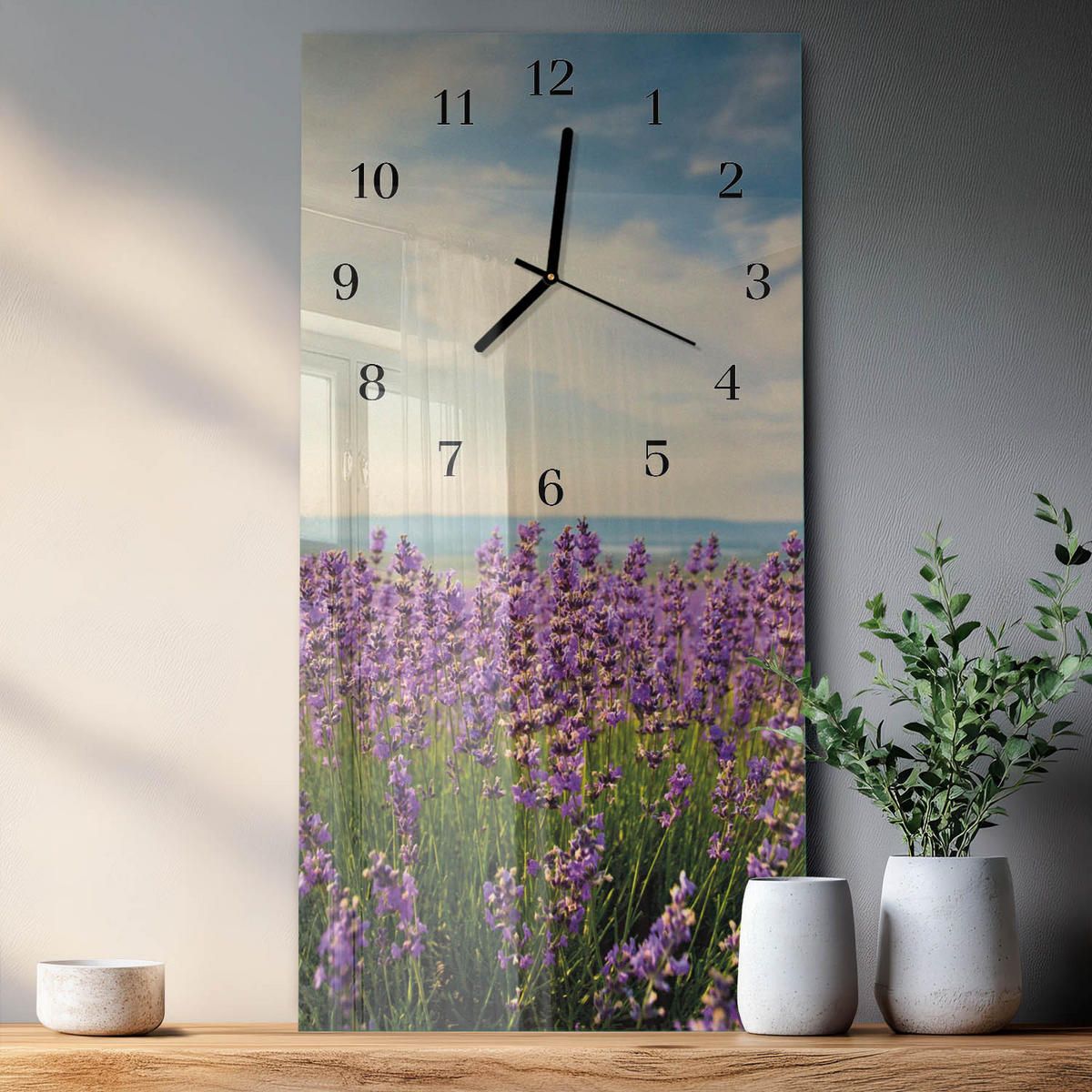 WANDUHR 60x30 cm - Abstrakte Linien - Multicolor, Glas (30/60/0.4cm) - TULUP