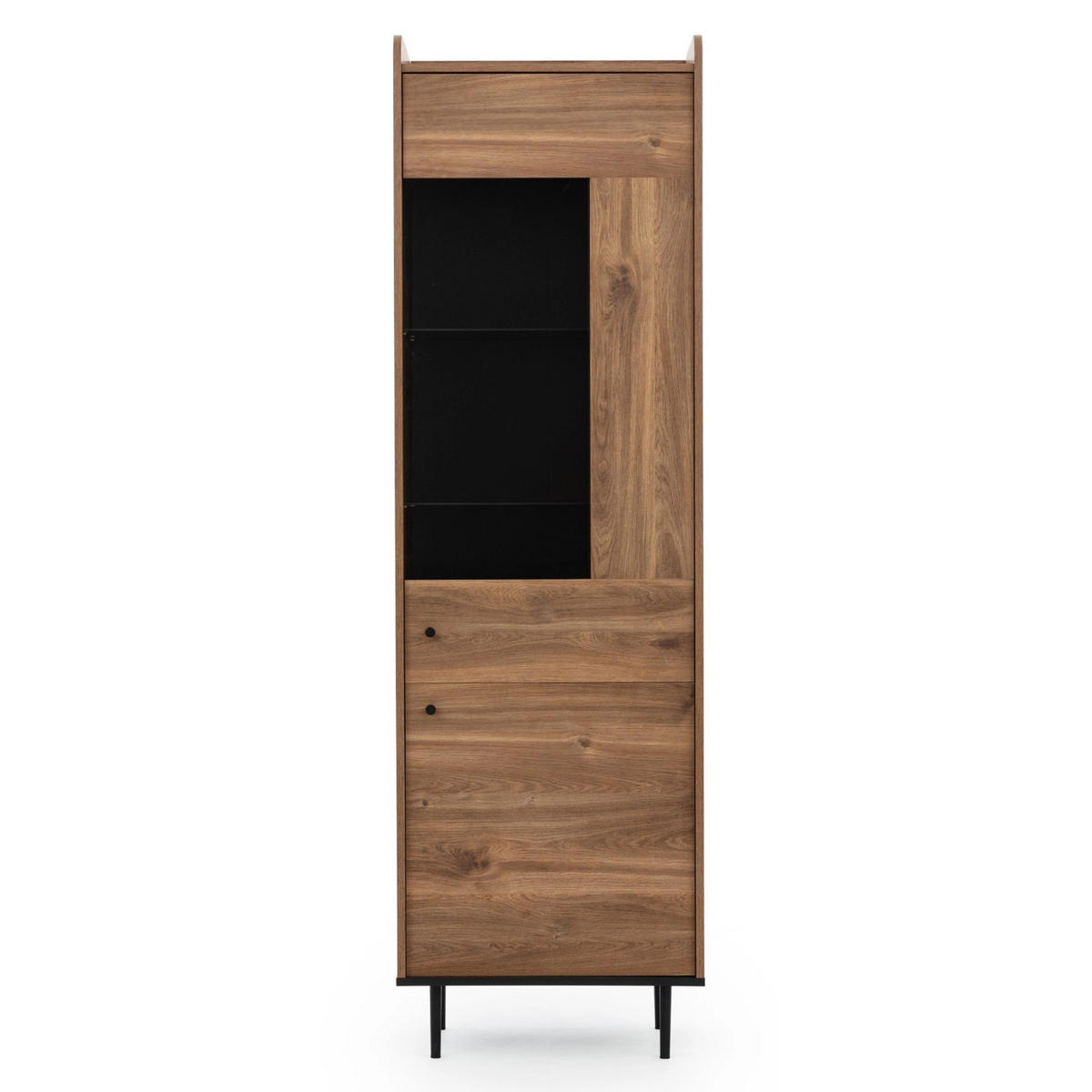 HOCHVITRINE Nero 60/40/200 Brandy Castello - Hellbraun/Schwarz, Glas/Holzwerkstoff (60/200/40cm) - Ravio