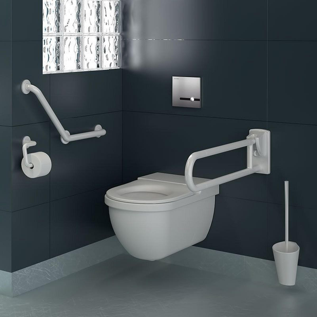 WC-PAPIERHALTER U-Form Edelstahl pulverbeschichtet weiß - Weiß, Metall (20/8/20cm) - Delabie