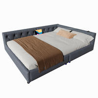 POLSTERBETT 140/200 cm mit LED-Beleuchtung und gepolstertem Kopfteil - Grau, Textil (140/200cm) - BEAOK