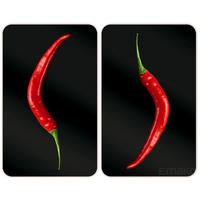 HERDSCHUTZPLATTEN 2 Stück Hot Chili 52/30/0,5 cm - Schwarz, Glas (30/0.5/52cm) - Wenko