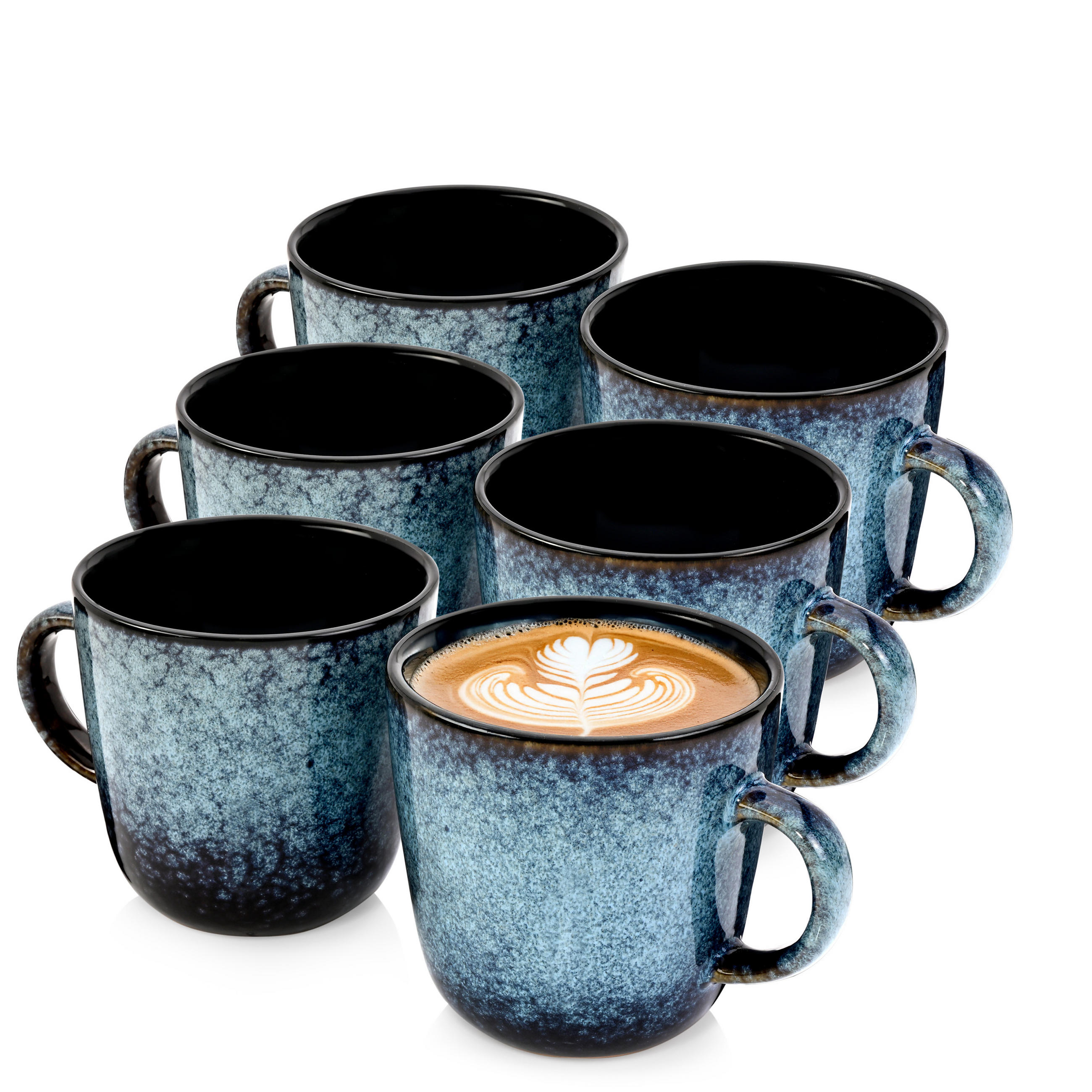 KAFFEEBECHER SET OSAKA - 6 teilig aus Steingut - Blau, Stein (0.4L) - Sänger