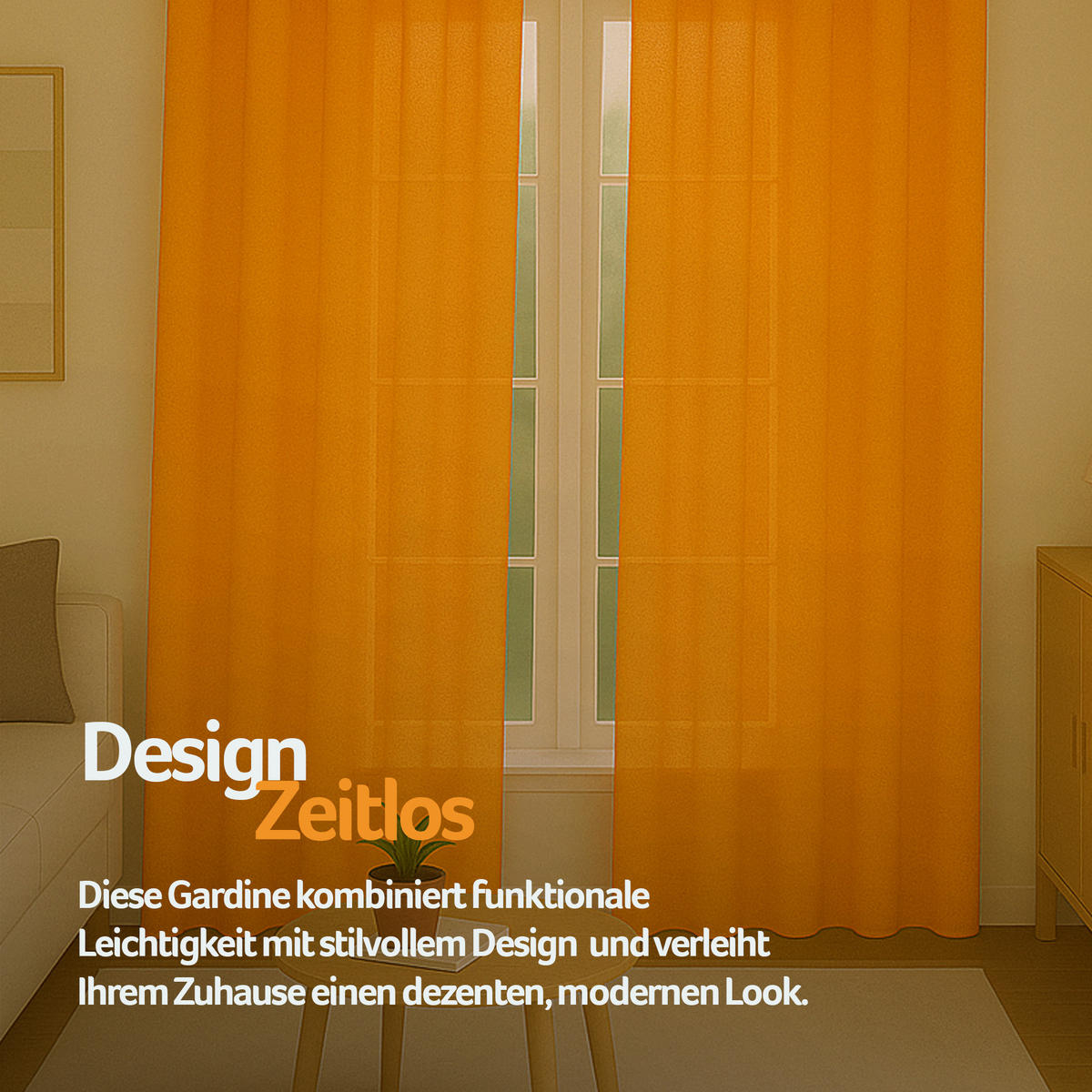 SCHLAUFENSCHAL blickdicht 140x225 cm Hellorange 2er-Pack - Orange, Textil (140/225cm)