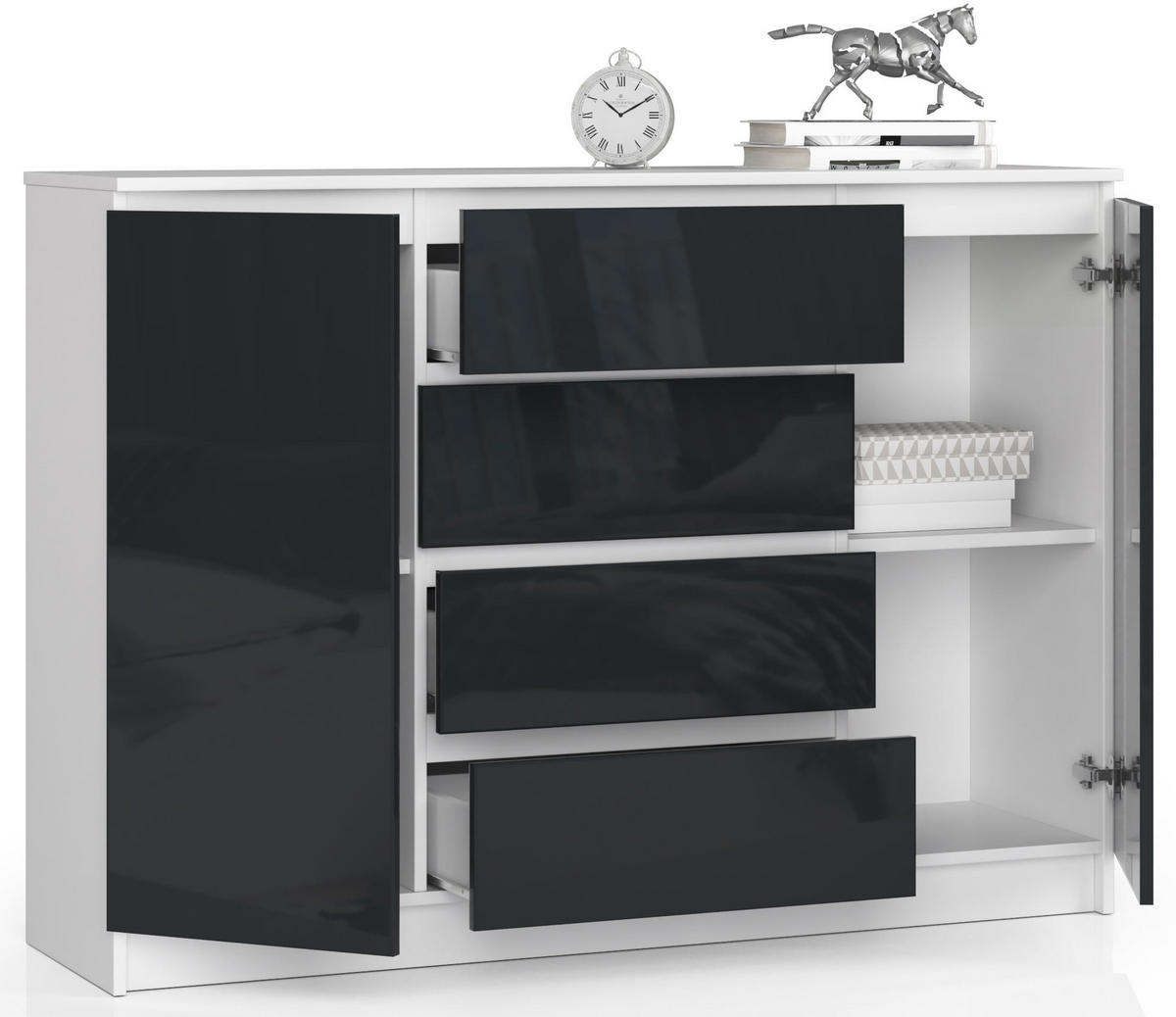 KOMODA - bílá, kompozitní dřevo (138/99/40cm) - RAUMHIRSCH FURNITURE