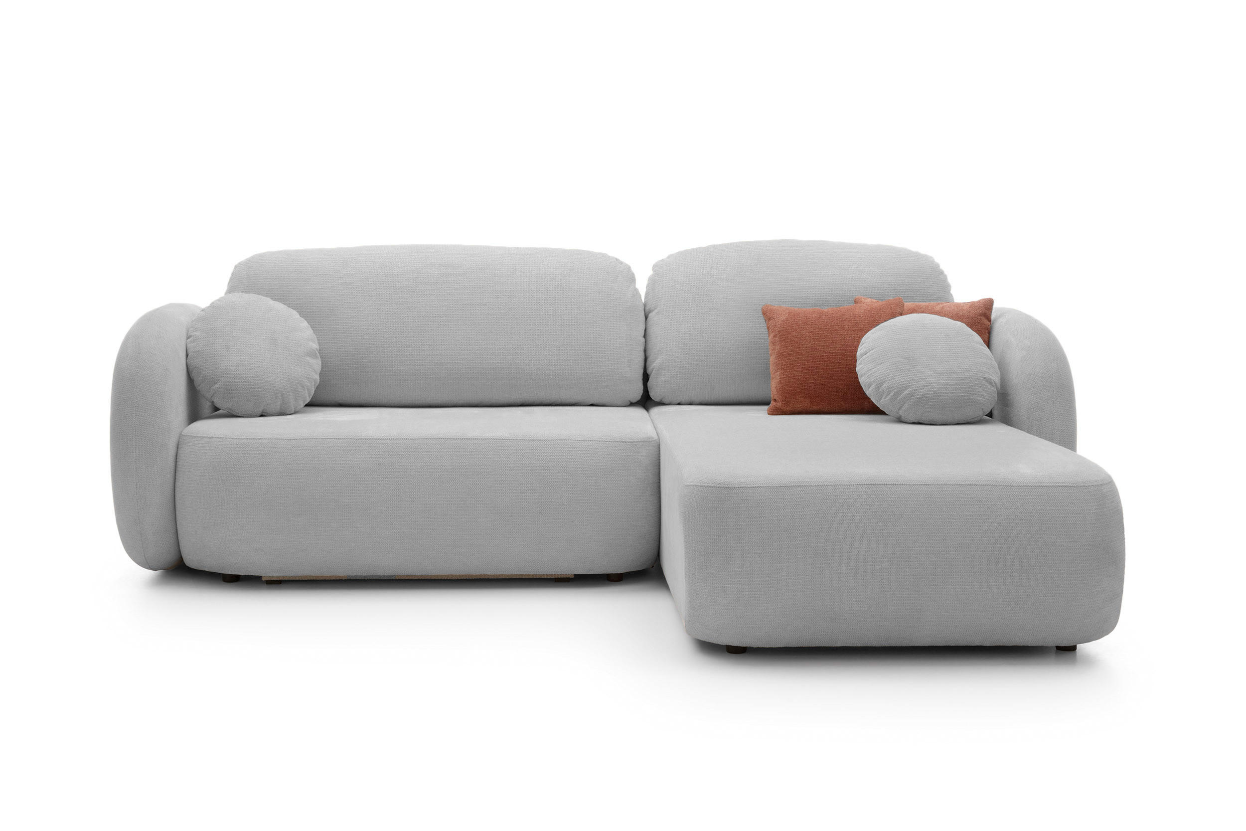 ECKSOFA OLIO L-Form Schlaffunktion mit Bettkasten, lose Rückenkissen, freistehend, RECHTS 248x174 cm Grey - Hellgrau, Holz/Textil (248/174cm) - DomoHome