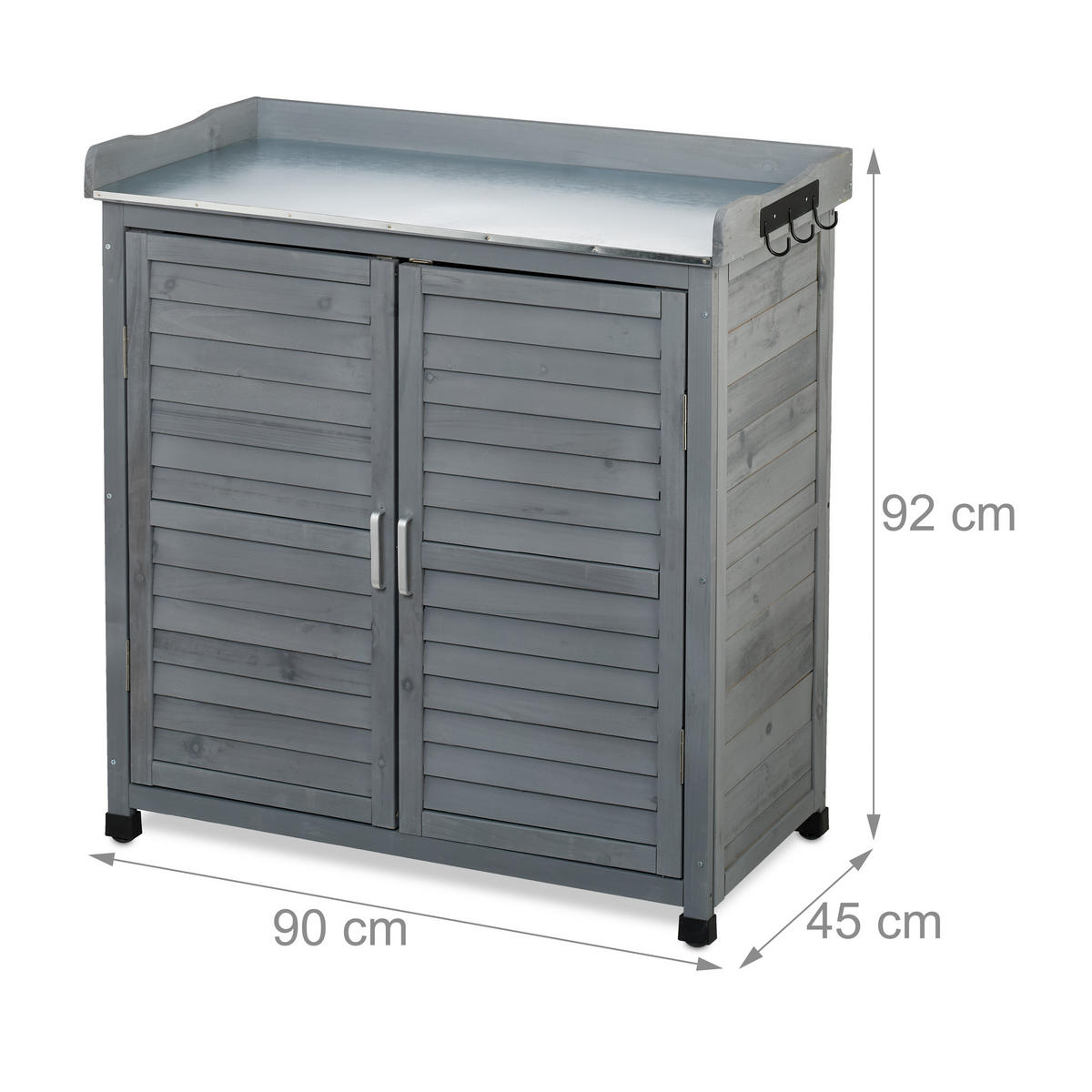 PFLANZTISCH - Grau, Holz/Metall (45/90/92cm) - Relaxdays