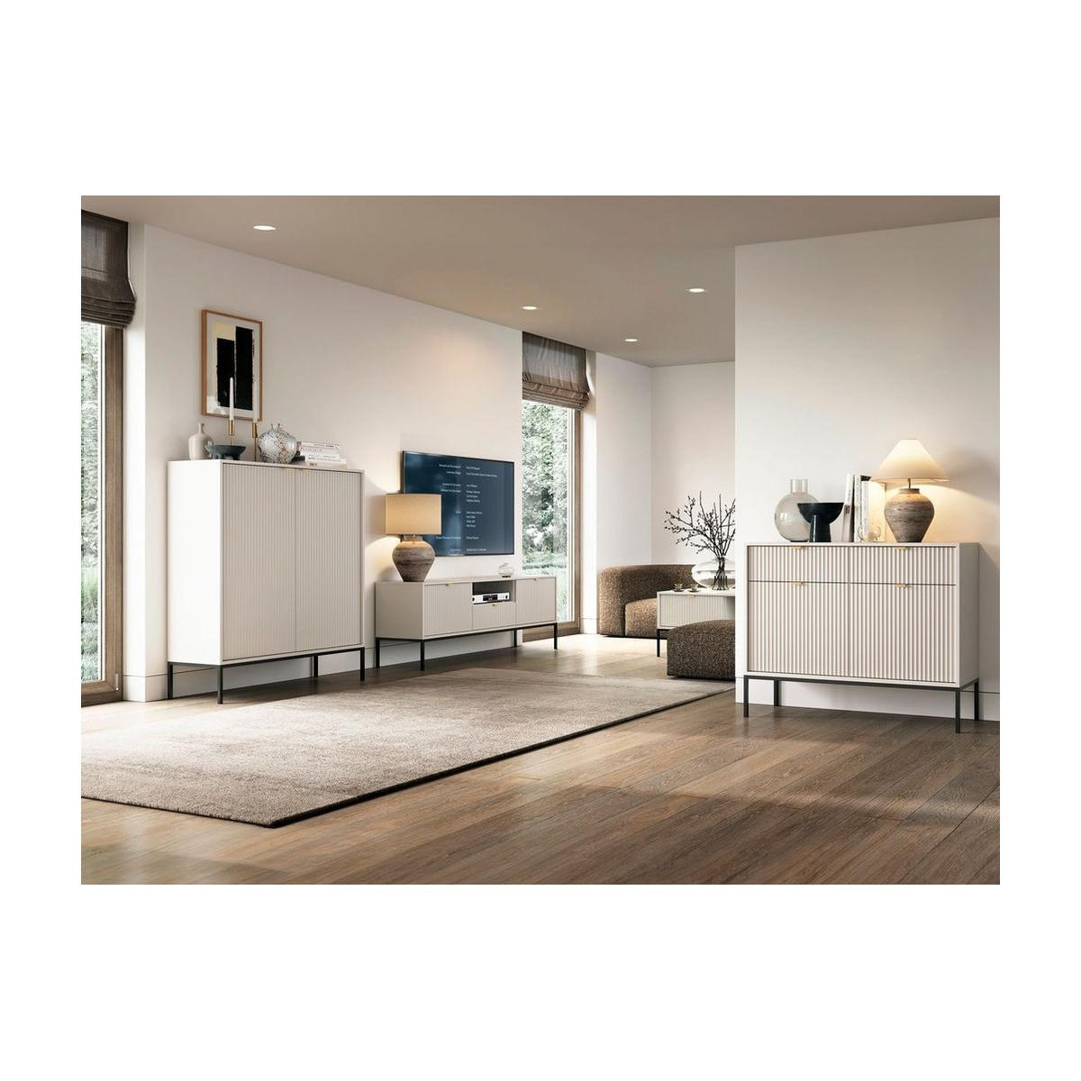 WOHNZIMMER Set 4-tlg. – NOVA – Kaschmir - Kaschmir, Holzwerkstoff (104/46/68cm) - hi-markt