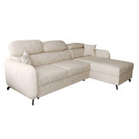 ECKSOFA L Form Ribella 5 Creme 265/180/100 cm Rechts mit Schlaffunktion - Beige/Schwarz, Textil/Metall (265/180cm) - AX Living