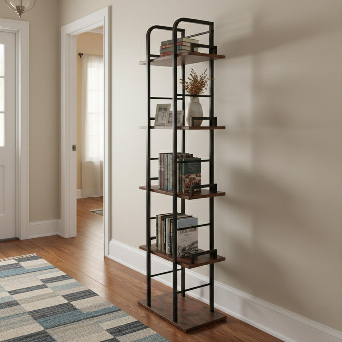 STOJANOVÝ reg. - viacfarebná, kov/kompozitné drevo (38/143/24cm) - Relaxdays