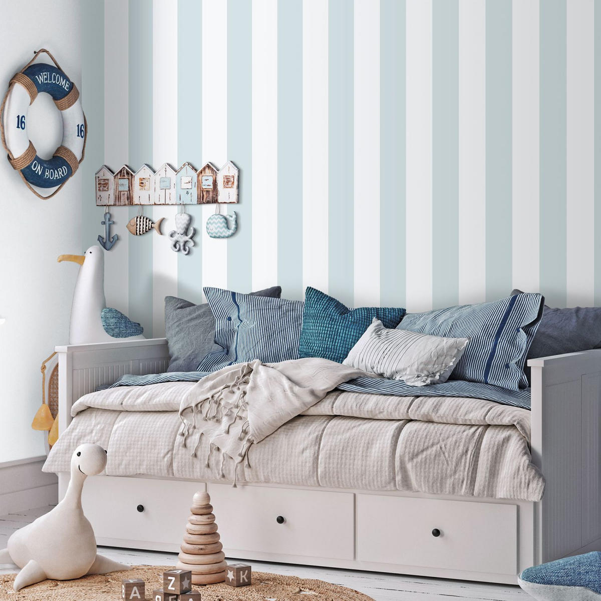 TAPETE Streifen 53 cm x 10.05 m - Blau, Papier (53/1000cm) - Sanders & Sanders