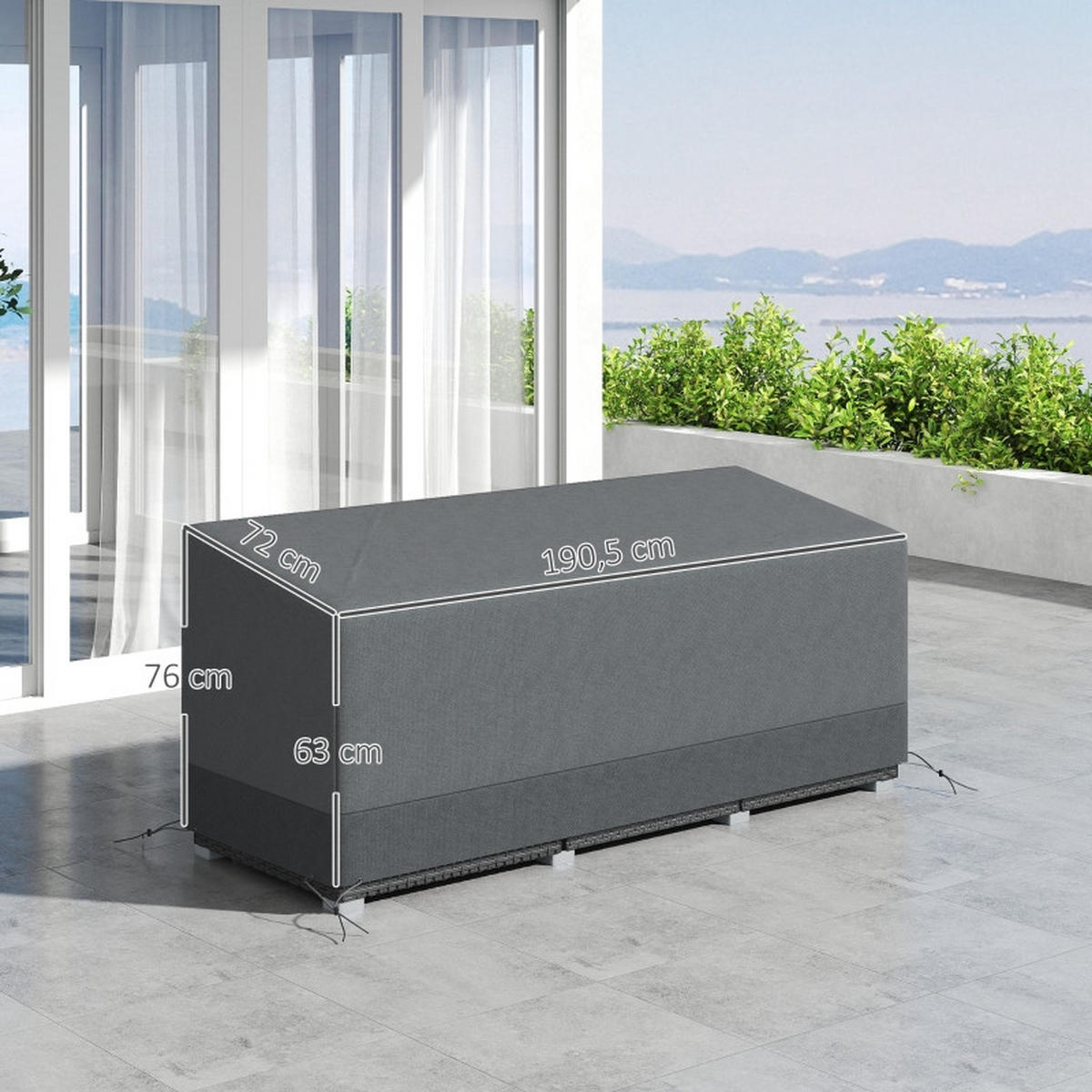 ABDECKPLANE 190x72x76 cm 600D wasserdicht hellgrau - Hellgrau, Textil (72/190.5/76cm) - Fortuna Lai
