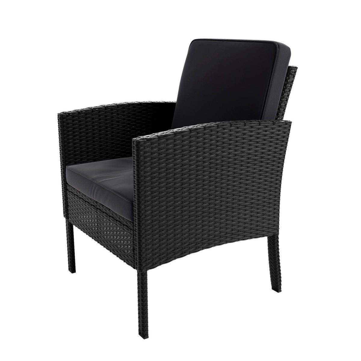 SITZGRUPPE Turin schwarz Polyrattan inkl. Abdeckung - Schwarz, Kunststoff - Juskys