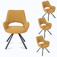 ARMLEHNSTUHL-SET 4 Stück in Eisen Webstoff - Gelb, Metall (48.5/81/58cm) - Meubles Cosy