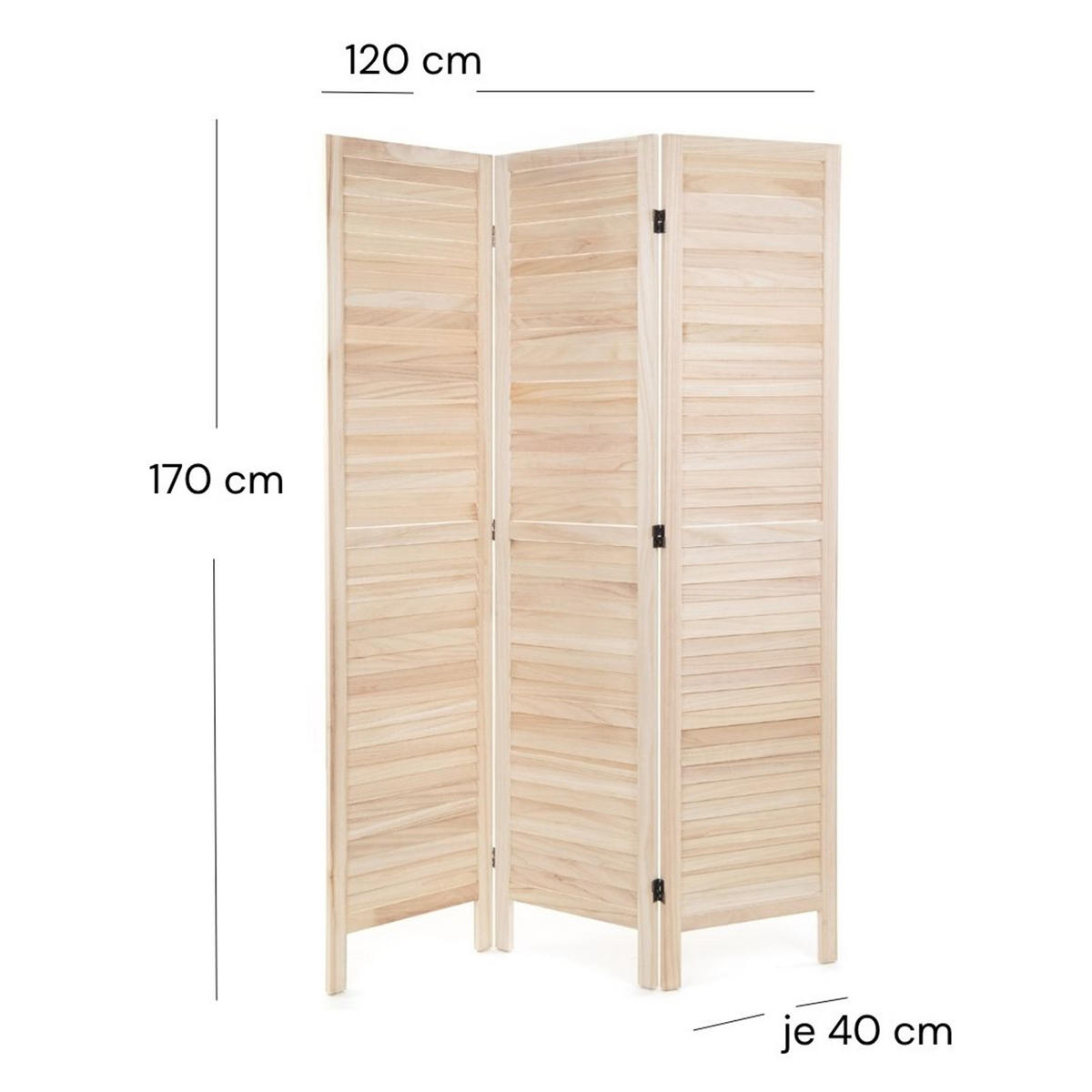 RAUMTEILER Cottage 3-tlg. Holz natur - Naturfarben, Holz (120/170/3cm) - DESIGN DELIGHTS
