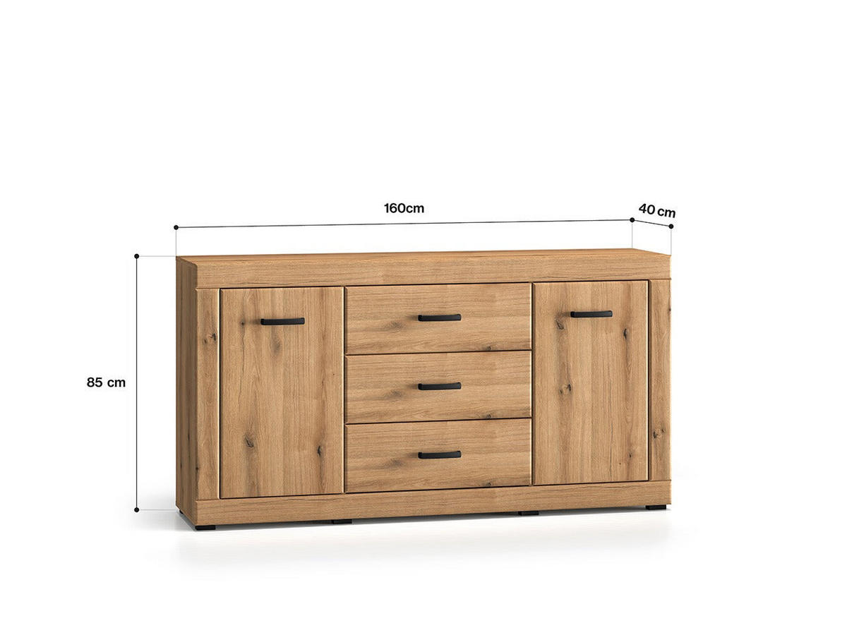 KOMMODE – DORA 04 – 160 cm – Dora – Eichefarben - Eichefarben, Holzwerkstoff (160/85/40cm) - hi-markt