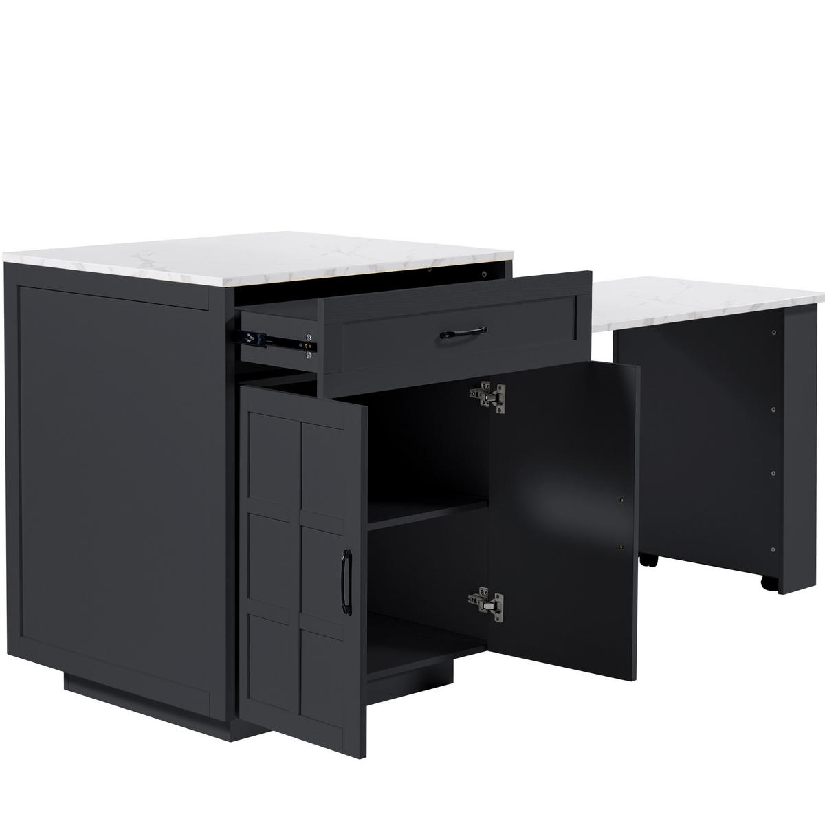 BARTISCH ausziehbar mit Stauraum 133-202 x 70 x 93,5 cm Schwarz - Schwarz, Holz (70/93.5/202cm) - Beauniv