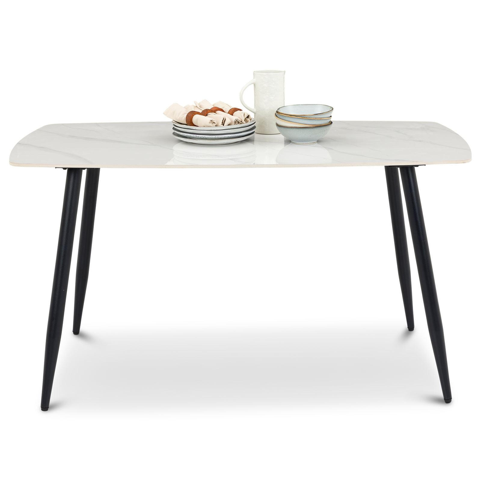 ESSTISCH MORA weiß/schwarz - Schwarz/Weiß, Metall (80/140/76cm) - IDIMEX