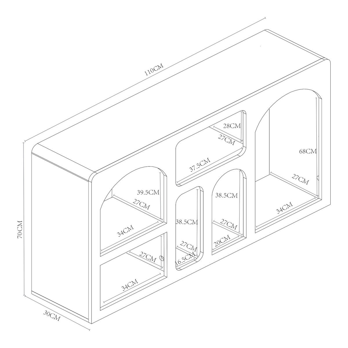 SIDEBOARD Vågå - Weiß, Holzwerkstoff (30/70/110cm) - [en.casa]
