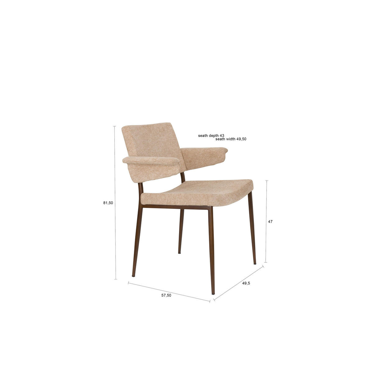 ESSZIMMERSTUHL Portland Beige - 2 er Set - Beige, Kunststoff (59.5/81.5/57.5cm) - Dutchbone