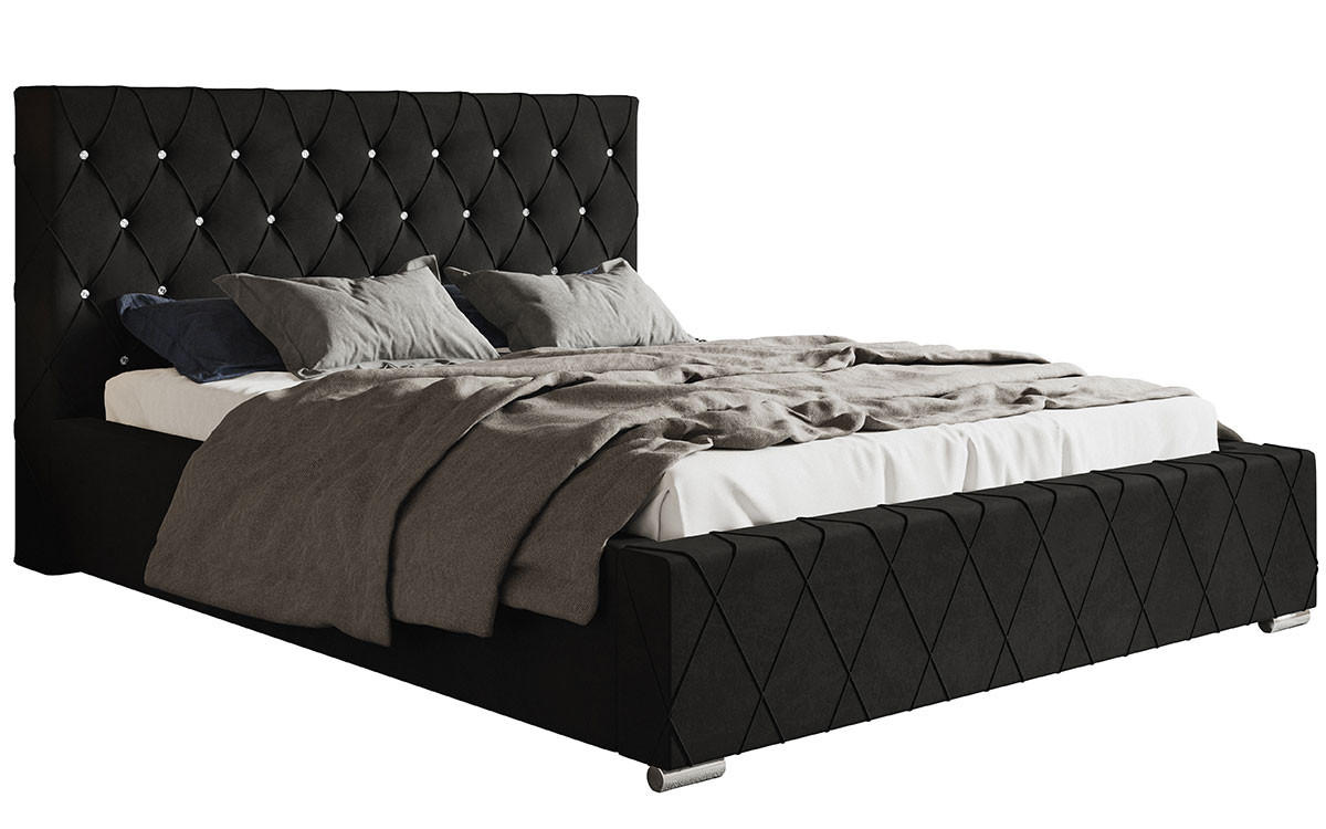 BETT Schwarz BEN 4 Glamour 180x200 cm - Schwarz, Textil (180/200cm) - Sepro Meble