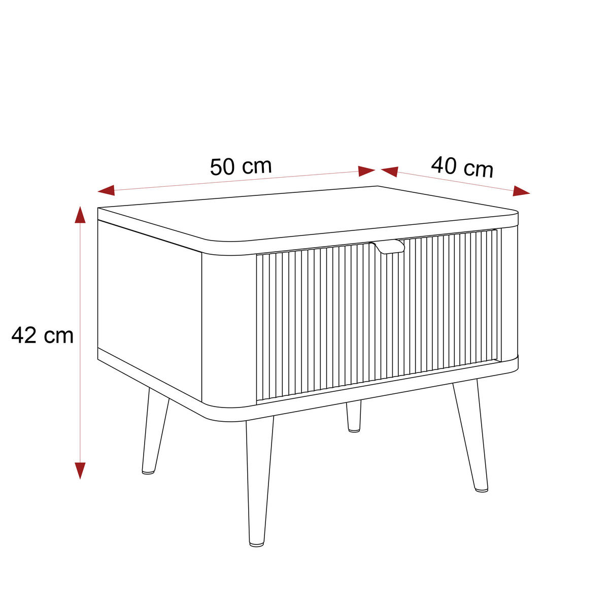 NACHTTISCH mit Schublade NAVANI auf schwarzen Beinen Kaschmir Grau - Kaschmir, Holzwerkstoff (50/42/40cm) - Idohome