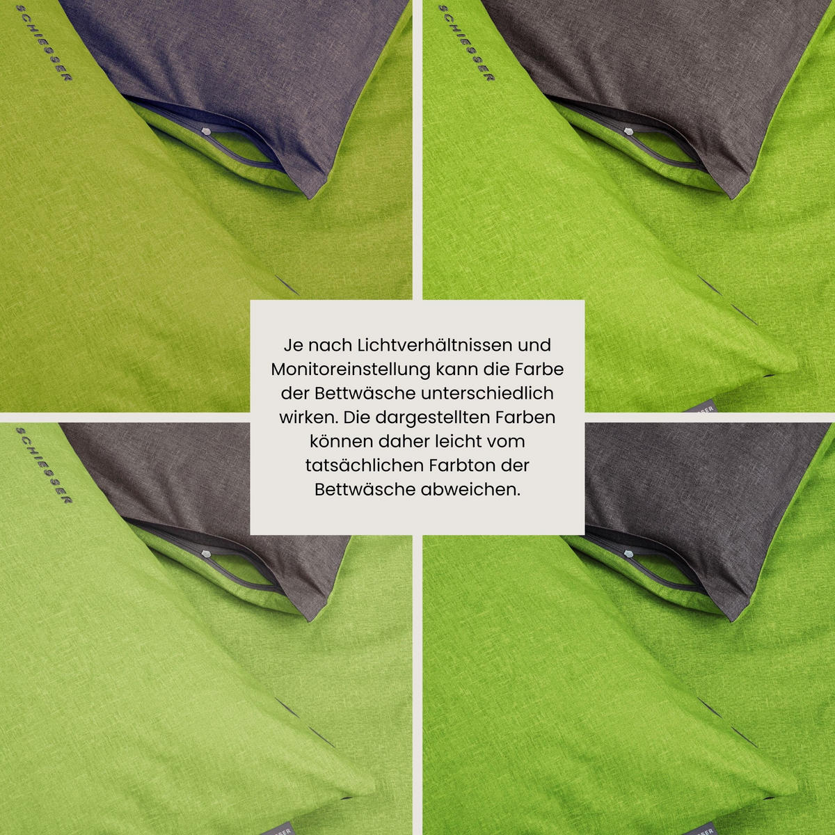 BETTWÄSCHESET Doubleface - Renforcé - 2-teilig - 155 x 220 cm - Grün-Dunkelgrau - Dunkelgrau/Grün, Textil (155/220cm) - SCHIESSER