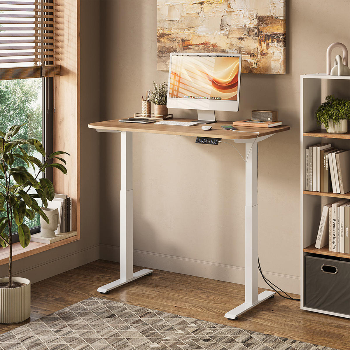 PSACÍ STŮL Elevate Bílá/Artisan - bílá, kompozitní dřevo (70/120/120cm) - Vicco