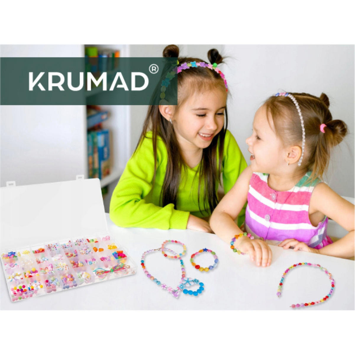 PERLEN SET 750 Stück Bastelset für Armbänder - Multicolor, Kunststoff (17/16cm) - KRUMAD