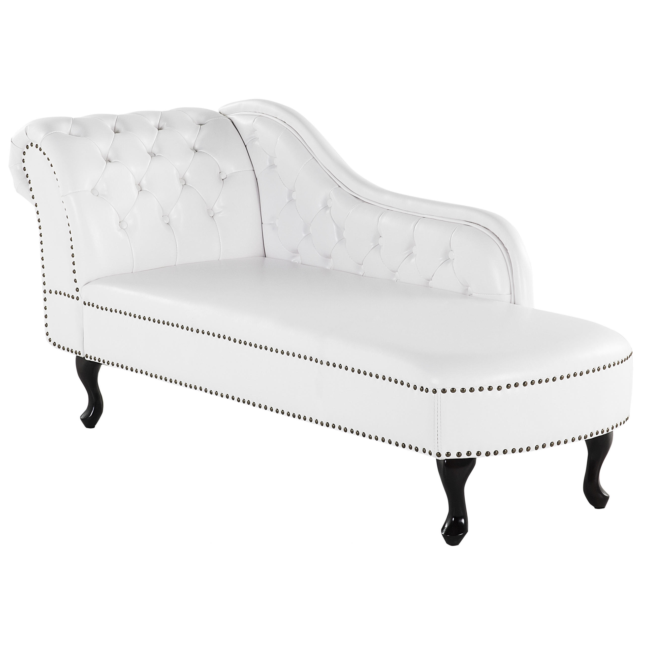 CHAISELONGUE Kunstleder weiß linksseitig Nimes - Schwarz/Weiß, Kunststoff (170/79/61cm) - Beliani