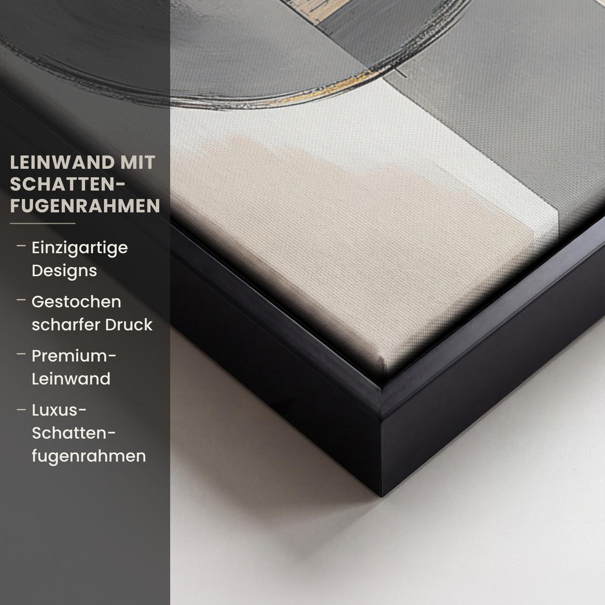 LEINWAND Bilder mit Rahmen - Abstrakt - Gold - Silber - Formen - Ästhetisch - Modern - 60x80 - Goldfarben, Textil (60/80cm) - MuchoWow