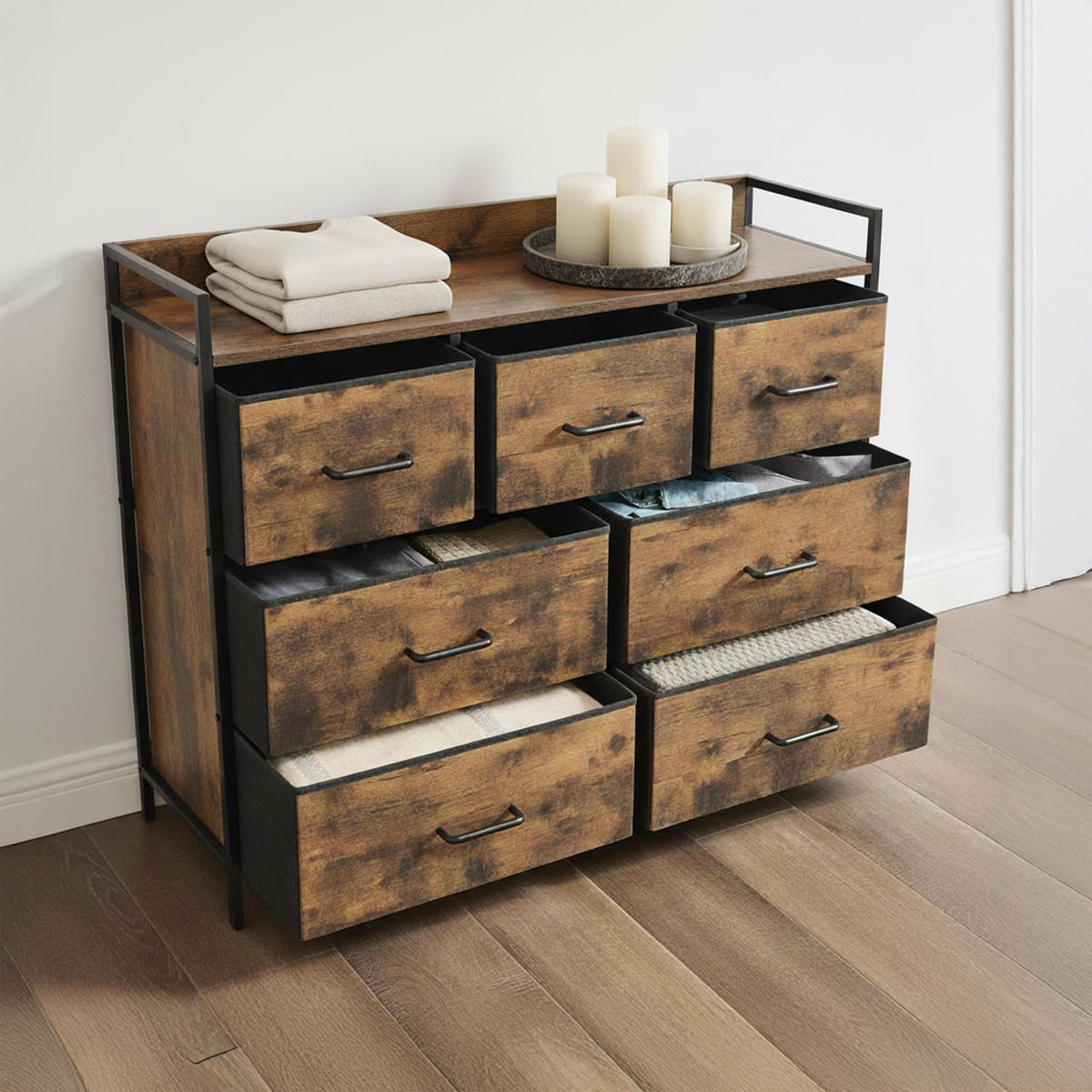 KOMODA - různobarevná, kov/kompozitní dřevo (85/98/28.5cm) - Relaxdays