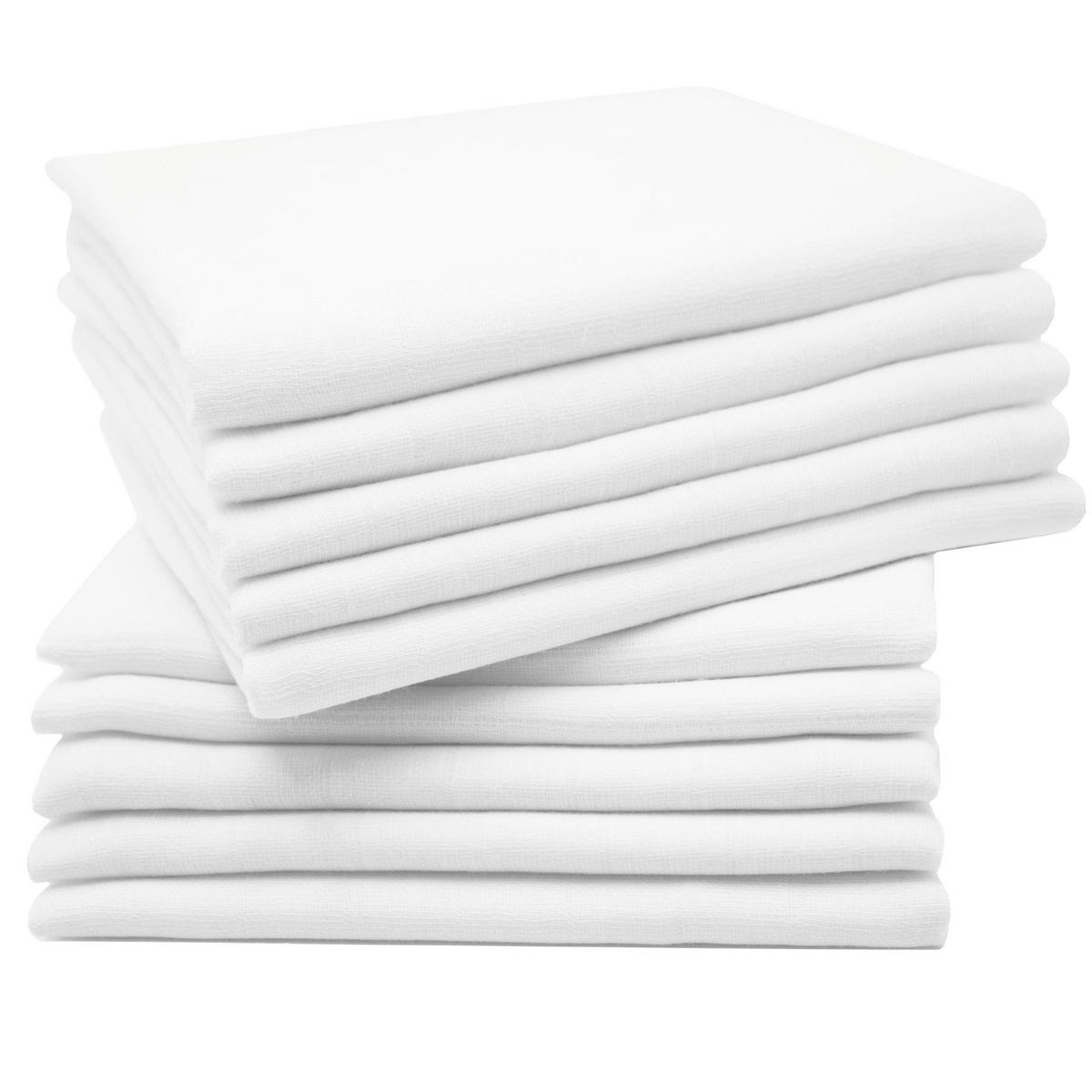 SPUCKTÜCHER, 10er-Set, 70x70 cm, 100% Baumwolle, Weiß - Weiß, Textil (70/70cm) - Zollner