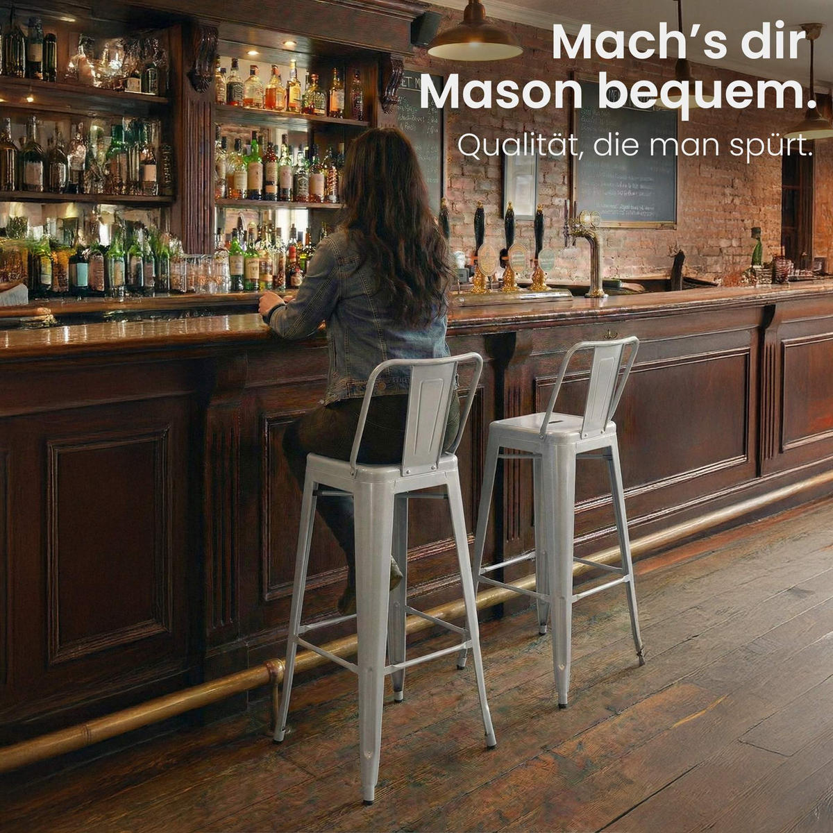 BARHOCKER 2er Set Metall Silber - Silberfarben, Metall (44/96/43cm) - CLP